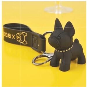 Frenchie/Boston Terrier Studded Keychain*Black